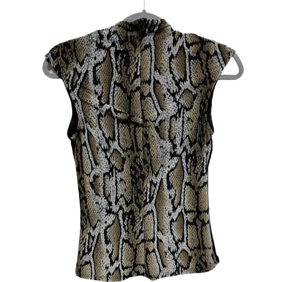Kay Celine Sleeveless Cowl Neck Top Small Animal Print Snakeskin Blouse Chic - Picture 4 of 7